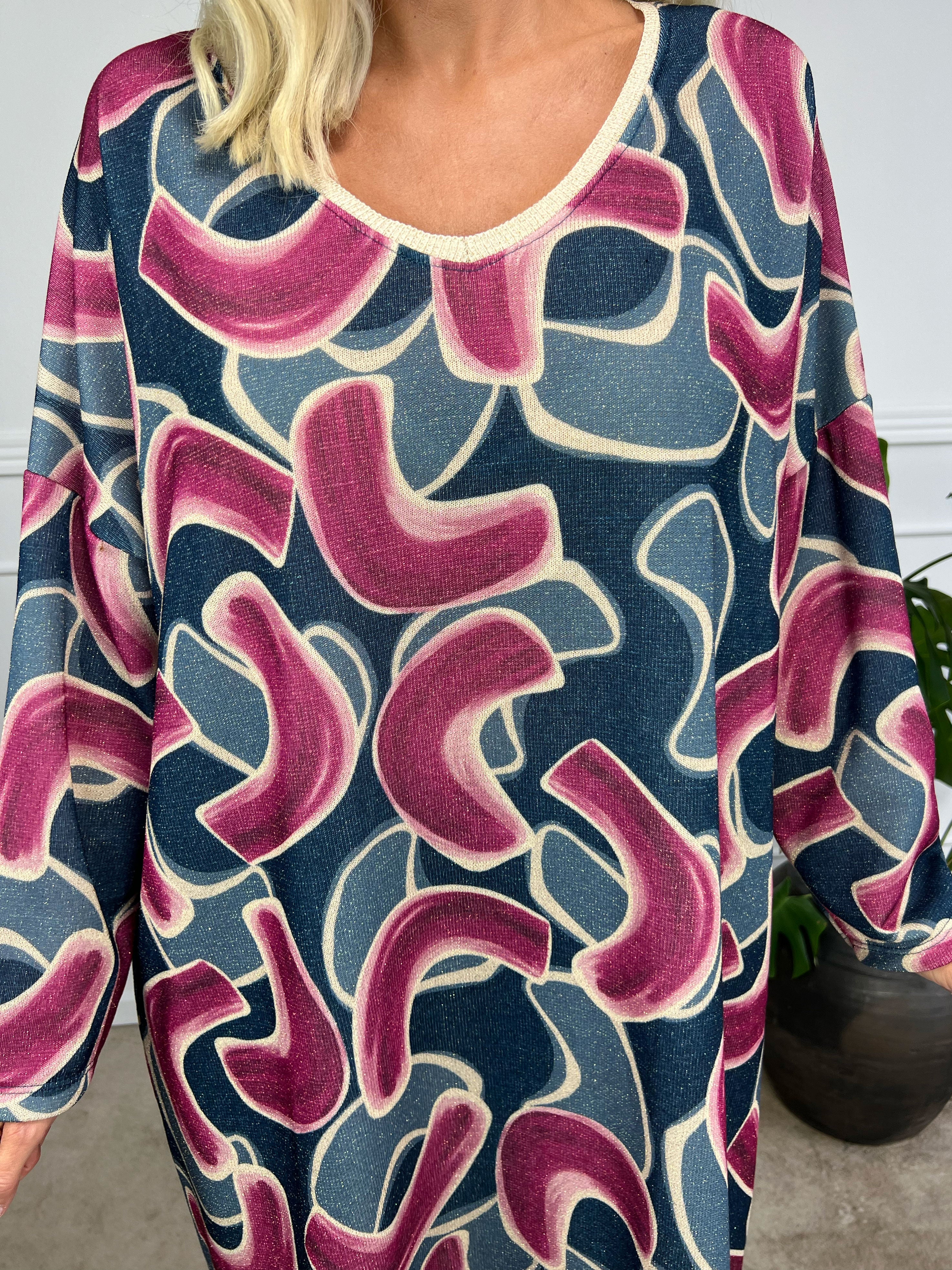 Astria - Mønstret kjole med små glimmertråde